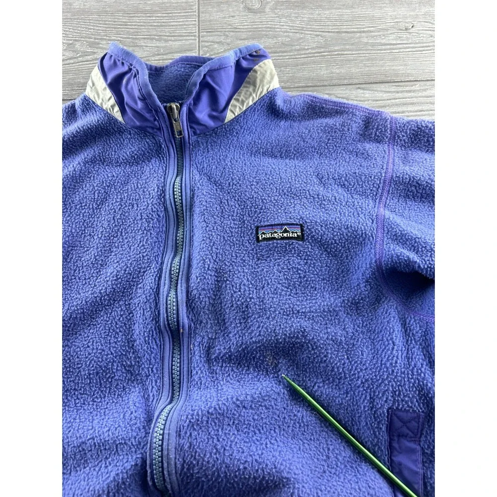 Patagonia Fleece Jacket Youth XL (14) Purple Full Zip Vintage Long Sleeve